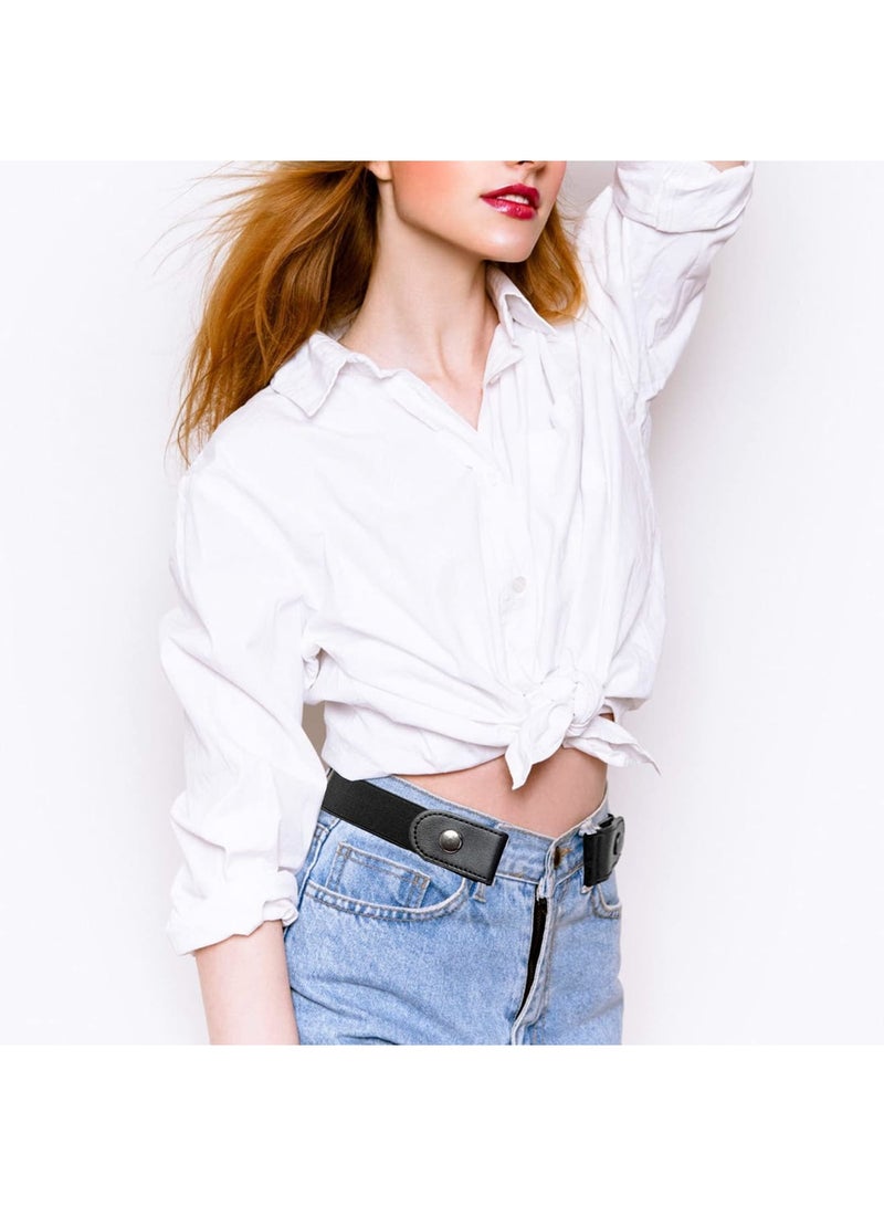 SYOSI Elastic Belt Invisible Belt for Women and Men, Buckle-Free Unisex Adjustable Elastic Belt for Jeans, Trousers, Dress, 2 Pieces, Length: 100 cm Width: 3 cm, Brown and Black - Image 2